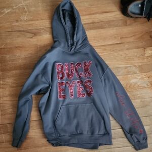 Gildan Gray Hoodie with Red Accents Large